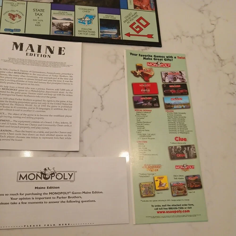 Monopoly Board Game Maine Edition Vintage 1999 USAopoly